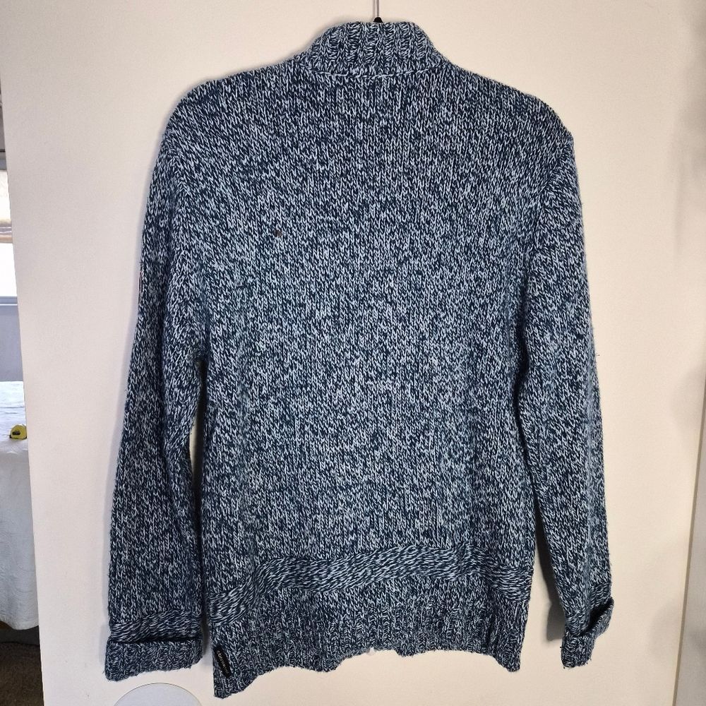 VGUC Obermeyer Lambswool Blend Full Zip Tweed Sweater M Blue - Picture 2 of 12